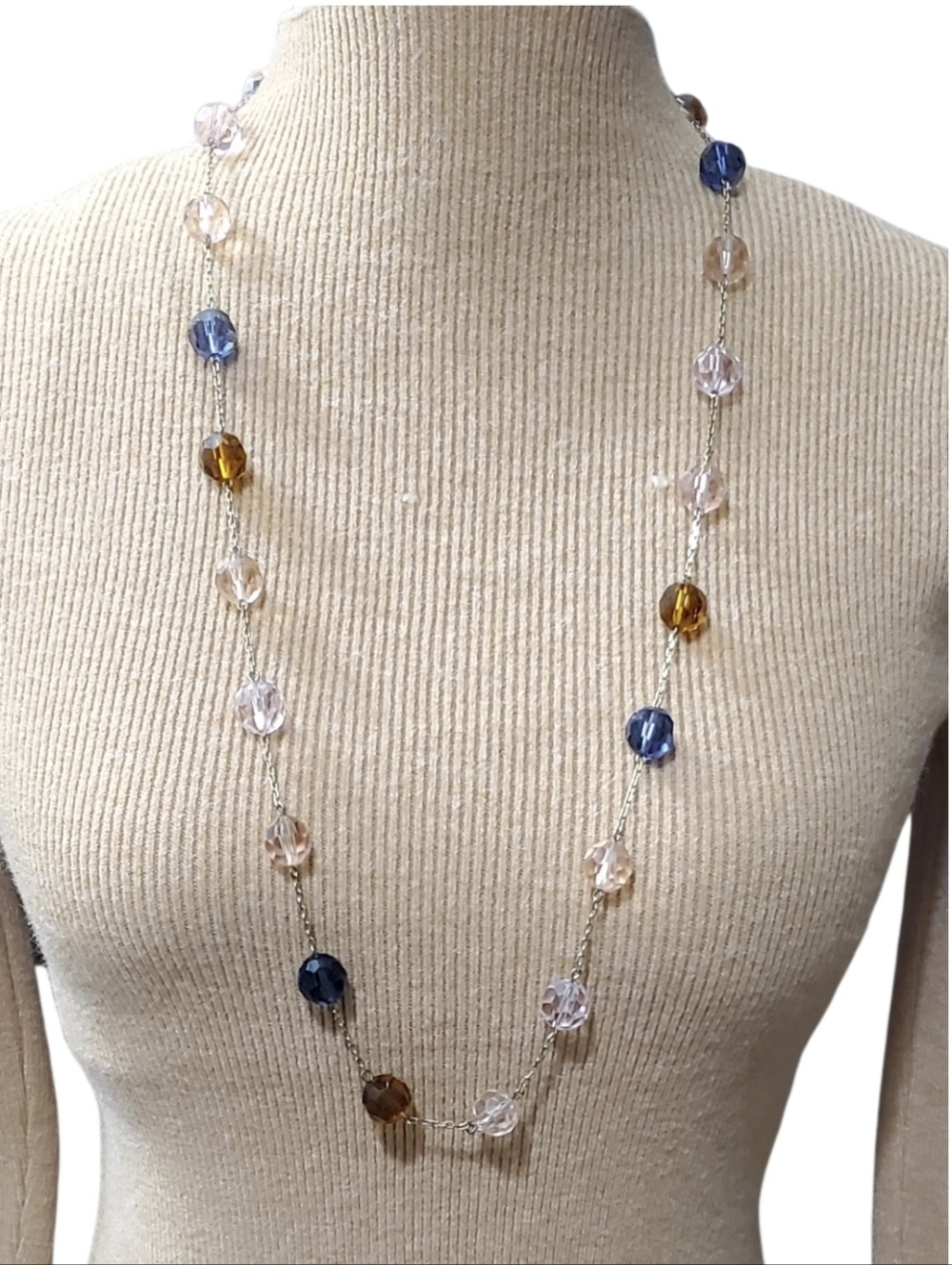 Vtg. Faceted Multi-color Glass Beads Necklace